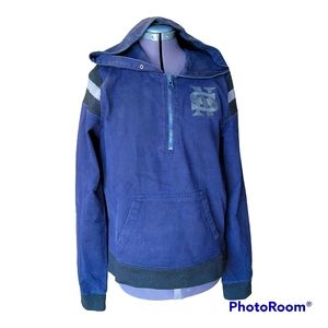 Never Sleep Sporting Goods 1/4 zip blue sweatshirt, Med.